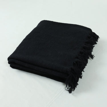 Premium Soft Black Cotton Solid Throw