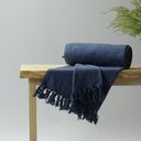 Blue Cotton Solid Blanket Throws Online