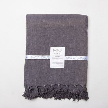 Luxury Grey Organic Cotton Solid Sofa Throw