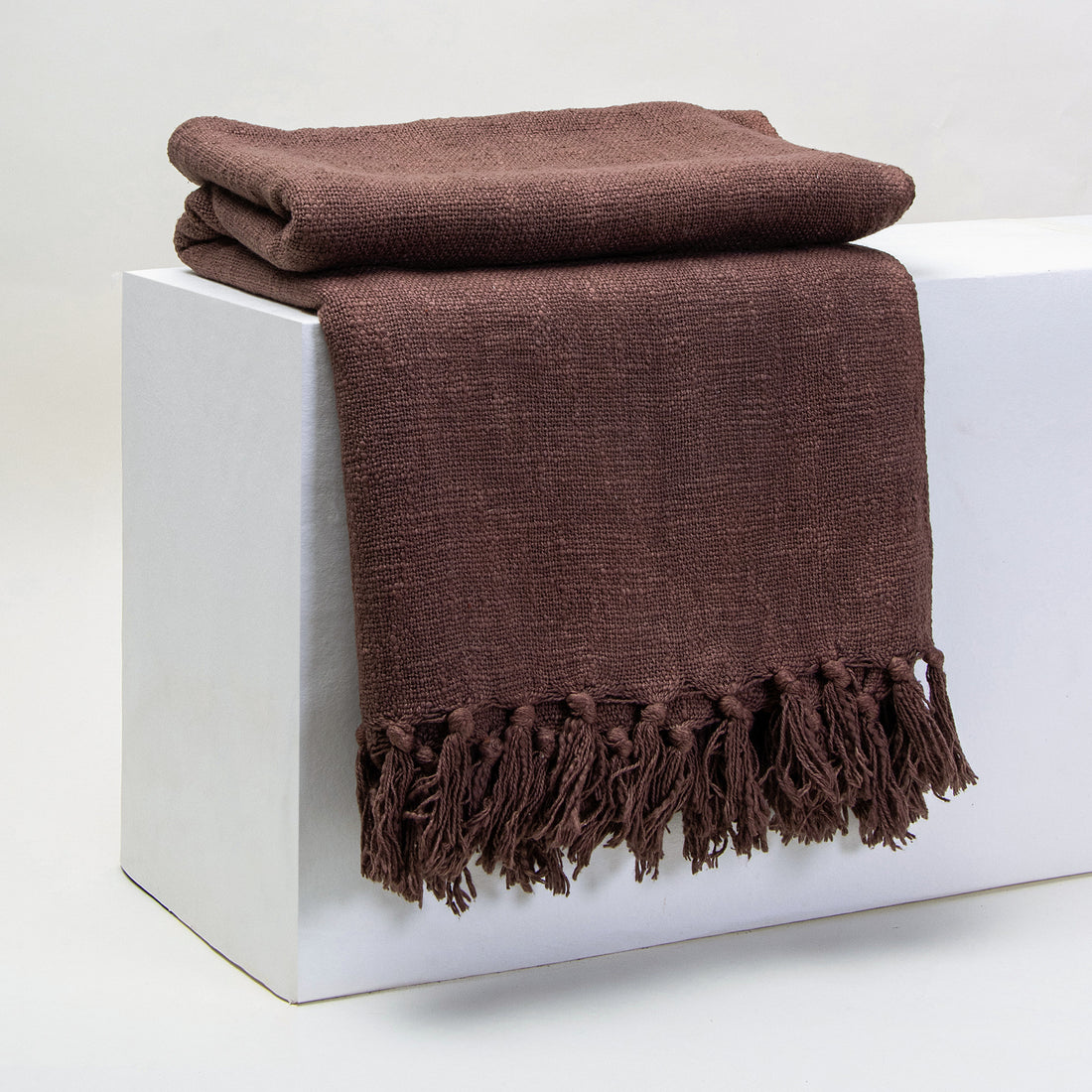 Luxury Brown Cotton Solid Throw For Sofas Online