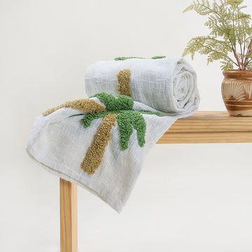 Palm Tree Cozy Gauze Throw Blanket for Sofa Decor