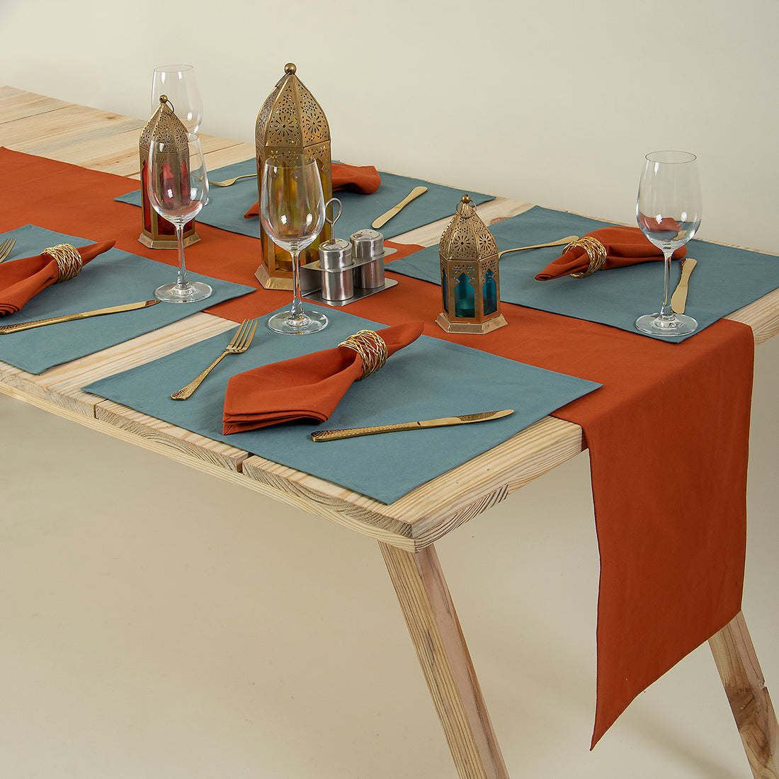 Solid Brown Pure Cotton Table Mats And Runners Online