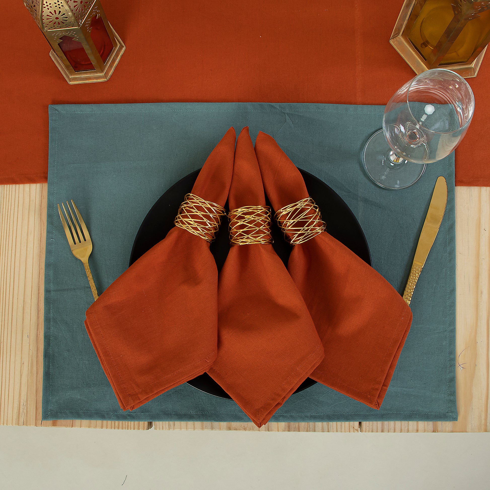 Solid Brown Pure Cotton Table Mats And Runners Online