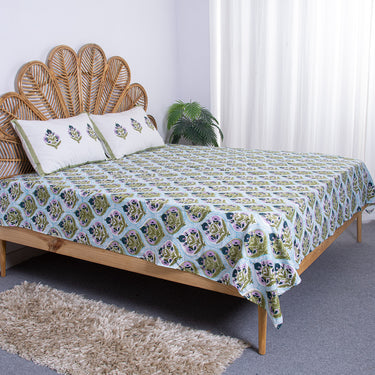 Floral Cotton Block Print Bedsheet