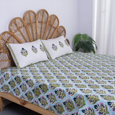 Floral Cotton Block Print Bedsheet