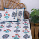 Marigold Boota Floral Printed Cotton Soft Bedsheets with Pillow Cover