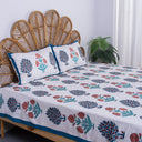 Marigold Boota Floral Printed Cotton Soft Bedsheets with Pillow Cover