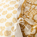 Yellow Block Floral Print Cotton King Size Duvet