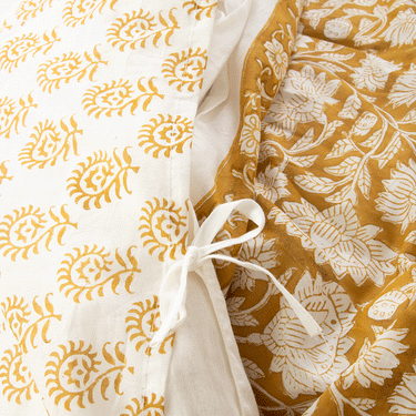 Yellow Block Floral Print Cotton King Size Duvet