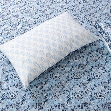 Sky Blue Hand Block Print Soft Cotton Single and Double Bedsheet