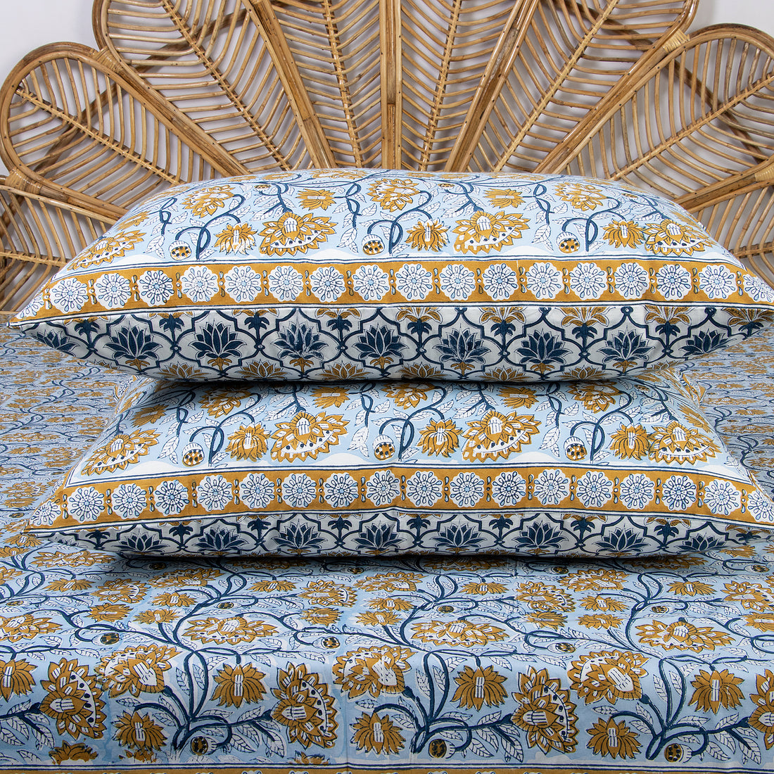 Hand Block Floral Print Soft Cotton Jaipuri Bedsheets Online