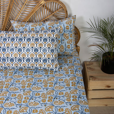 Hand Block Floral Print Soft Cotton Jaipuri Bedsheets Online