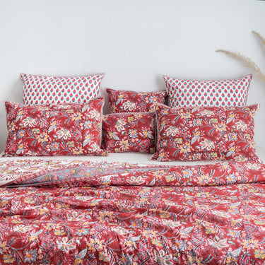 Floral Block Print Soft Cotton Duvet Blanket with Shams Online