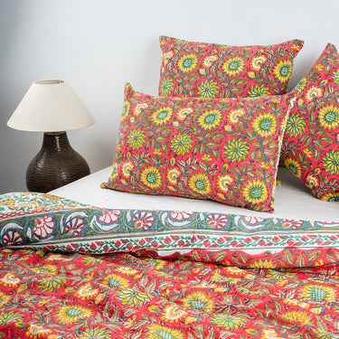 Multicolor Floral Block Print Soft Cotton Single Duvet Cover