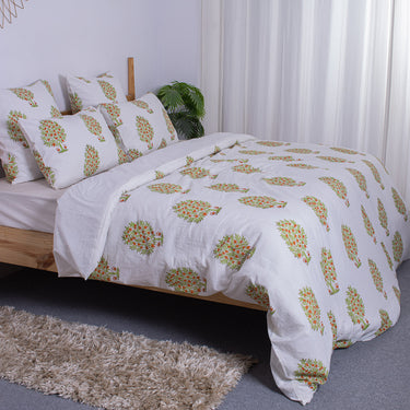 Hand Block Printed Cotton Bed Duvet With Shams