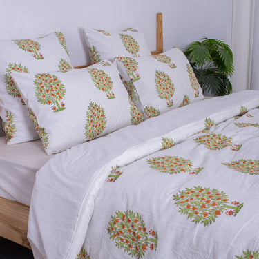 Hand Block Printed Cotton Bed Duvet With Shams