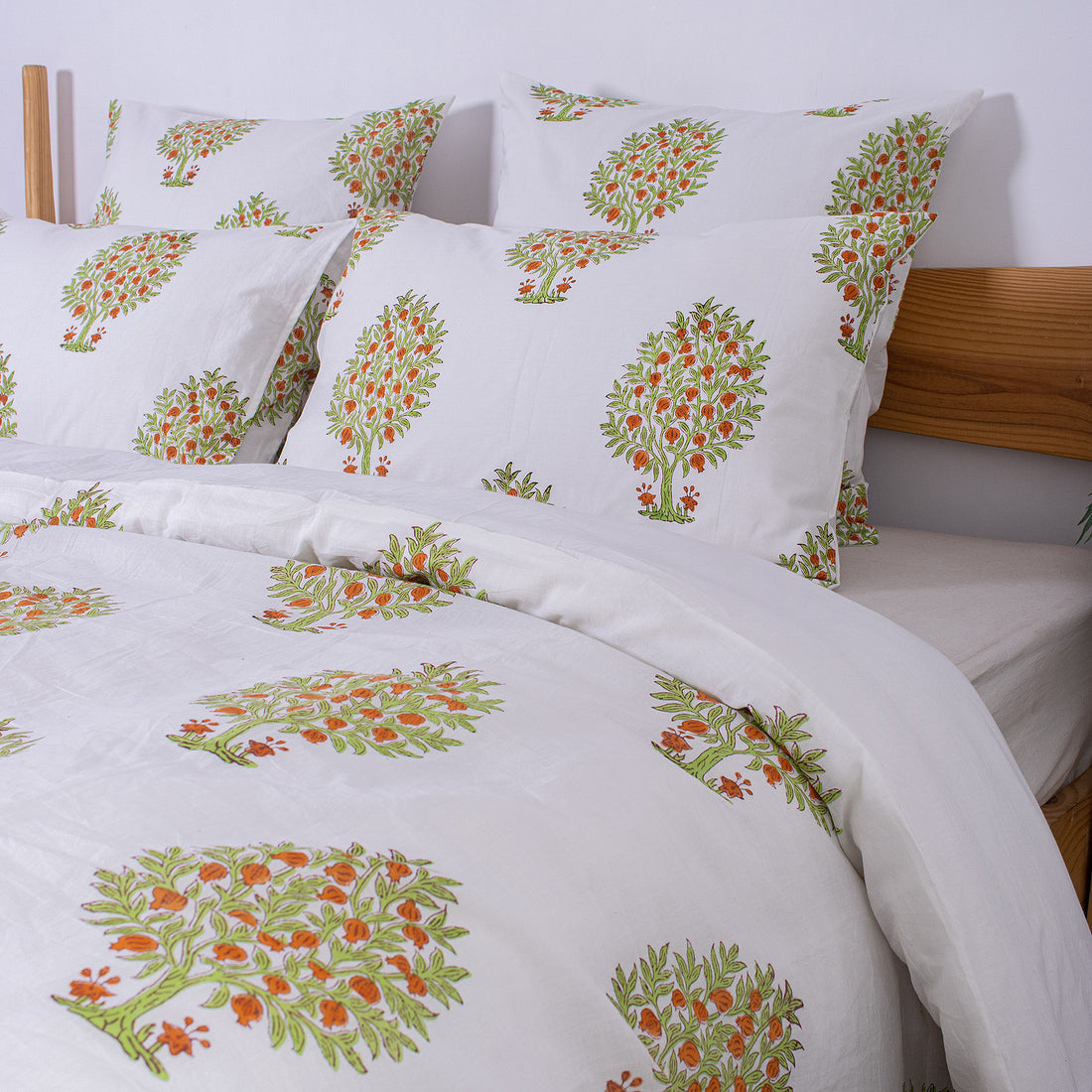 Hand Block Printed Cotton Bed Duvet With Shams