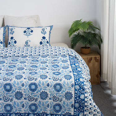 Block Print Soft Organic CoBlock Print Soft Organic Cotton Duvet Blanket With Shams