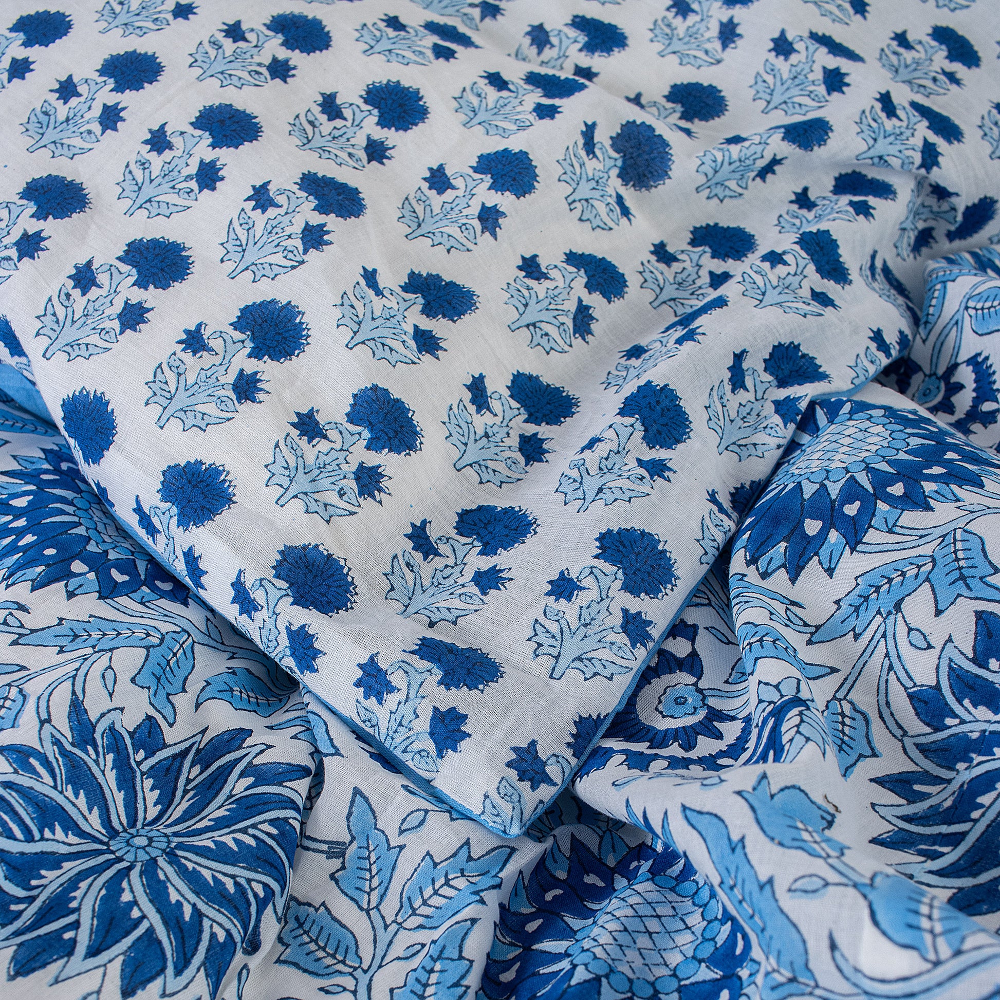 Block Print Soft Organic Cotton Duvet Blanket With Shams