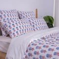 Palm Tree Printed Cotton Duvet Cover With Shams