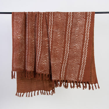 Brown Abstract Block Print Throw Blankets for Couch Decor
