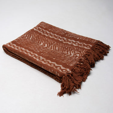 Brown Abstract Block Print Throw Blankets for Couch Decor