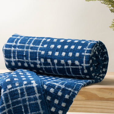 Blue Geometrical Hand Block Throw for Home Decor