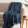 Blue Geometrical Hand Block Throw For Home Decor