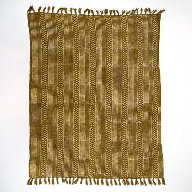 Green Hand Block Print Couch Throw Blanket and Home Decor Items