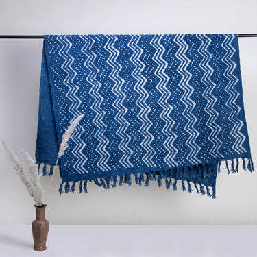 Blue Hand Block Print Cotton Sofa Throws for Couch Decor