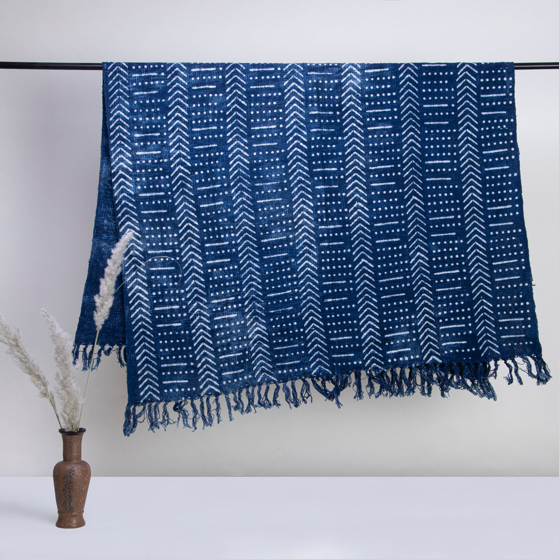 Blue Block Print Soft Cotton Throws for Sofas