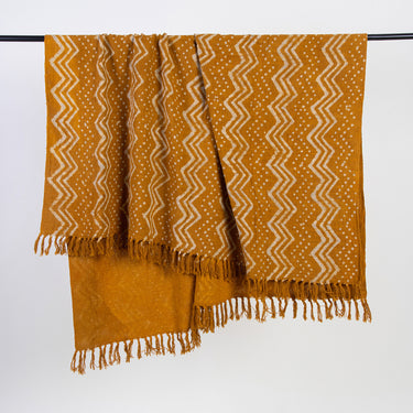 Designer Mustard Yellow Block Print Cotton Throws