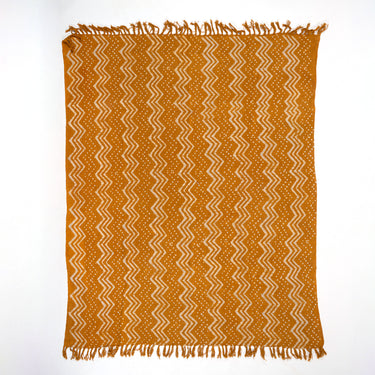 Designer Mustard Yellow Block Print Cotton Throws