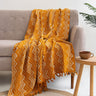 Mustard Yellow Block Print Cotton Throws Online