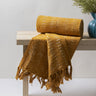 Mustard Hand Block Print Sofa Throw Blanket