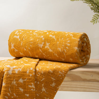 Premium Soft Mustard Decor Cotton Block Print Throw Blanket