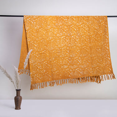 Premium Soft Mustard Decor Cotton Block Print Throw Blanket