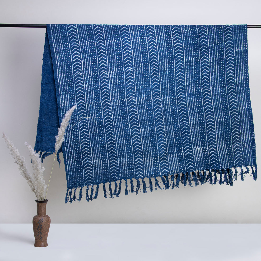 Blue Abstract Decorative Block Print Throw Blanket