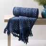 Blue Abstract Decorative Block Print Throw Blanket