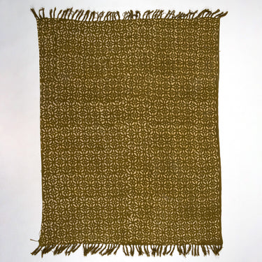 Premium Soft Green Hand Block Floral Print Sofa Throw Blanket