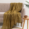 Green Hand Block Floral Print Sofa Throw Blanket