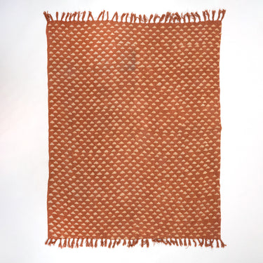Brown Hand Block Geometrical Print Soft Sofa Blanket