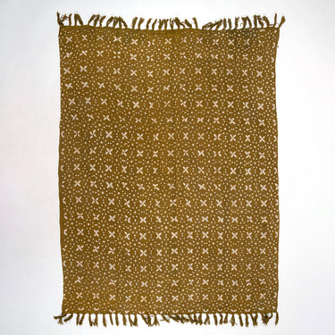 Green Floral Block Print Handcrafted Sofa Throw for Home Decor