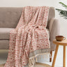 Brown Hand Block Floral Print Cotton 3 Seater Sofa Throws