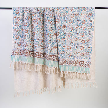 Multicolor Hand Block Floral Print Cotton Couch Throws For Home Decor