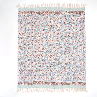 Multicolor Hand Block Floral Print Cotton Couch Throws For Home Decor
