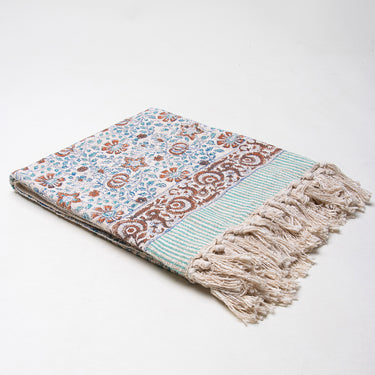 Multicolor Hand Block Floral Print Cotton Couch Throws For Home Decor