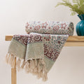 Multicolor Hand Block Floral Print Cotton Couch Throws Online