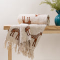 Brown Giraffe Block Print Cotton Hand Sofa Throw