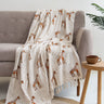 Brown Giraffe Block Print Cotton Hand Sofa Throw